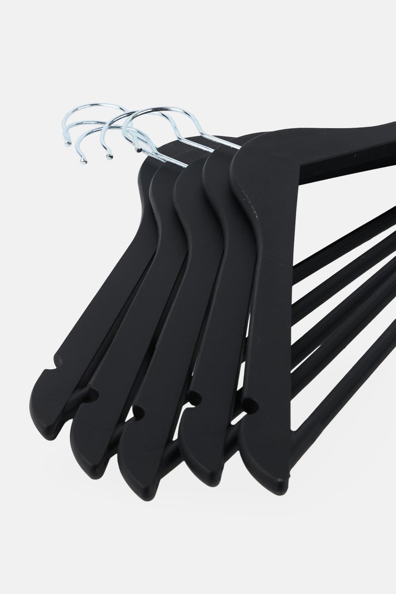 LIFESTYLE 5 Pieces Non-Slip Rubberized Hangers Set, Black - Image 3